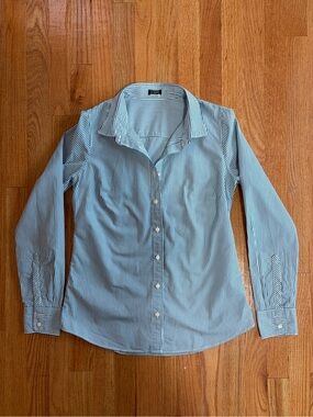 J. Crew Blue and White Striped Cotton Women’s Button Down, Size S